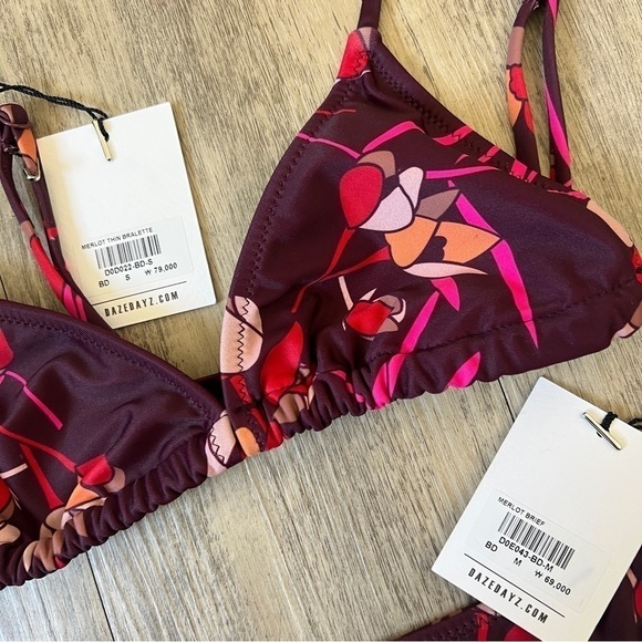 DAZE Dayz Merlot Brief and Merlot Bikini Bralette Top - Picture 3 of 4